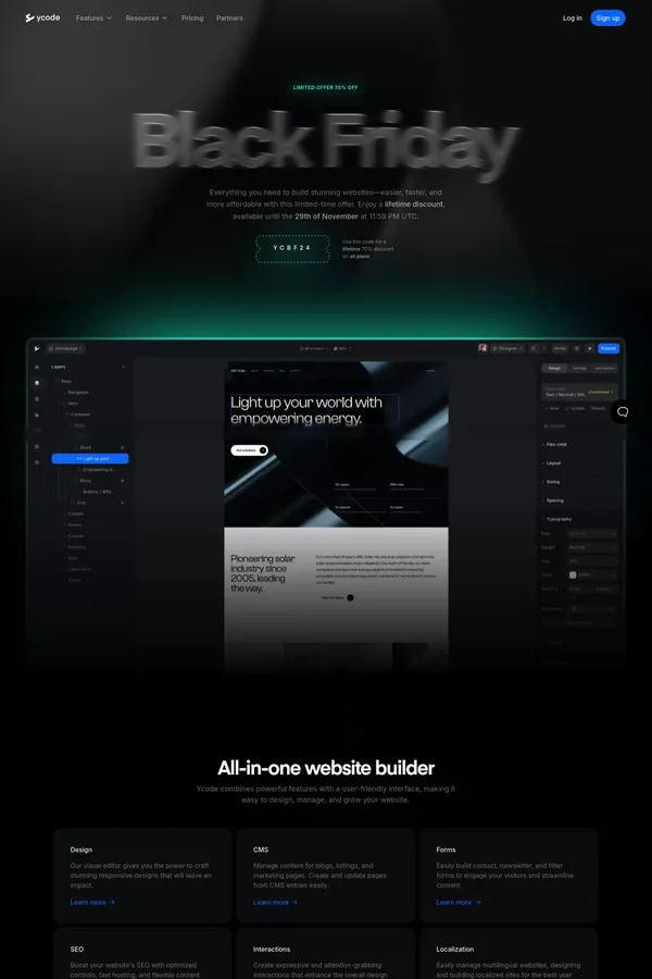 Black Friday Sale: Build Professional Websites with Ease - Landing design inspiration