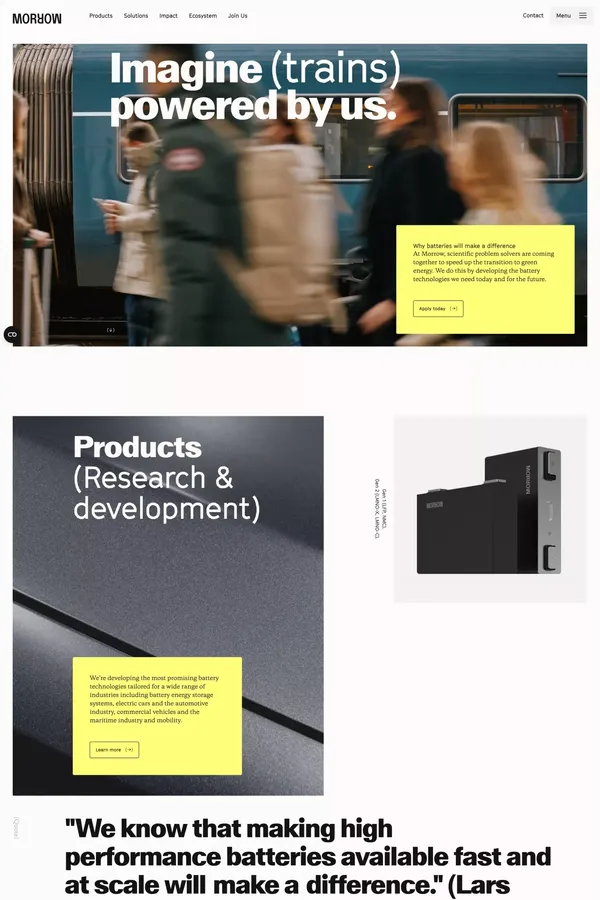 Pioneering battery production in Europe - Landing design inspiration