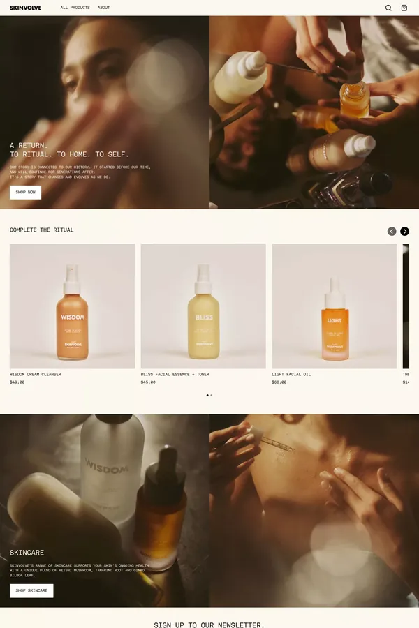 Skinvolve | Return To Ritual - Ecommerce design inspiration