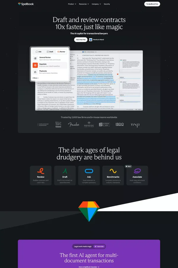 Spellbook - AI Contract Review & Drafting - Landing design inspiration