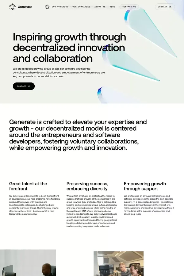 Generate Group - Landing design inspiration