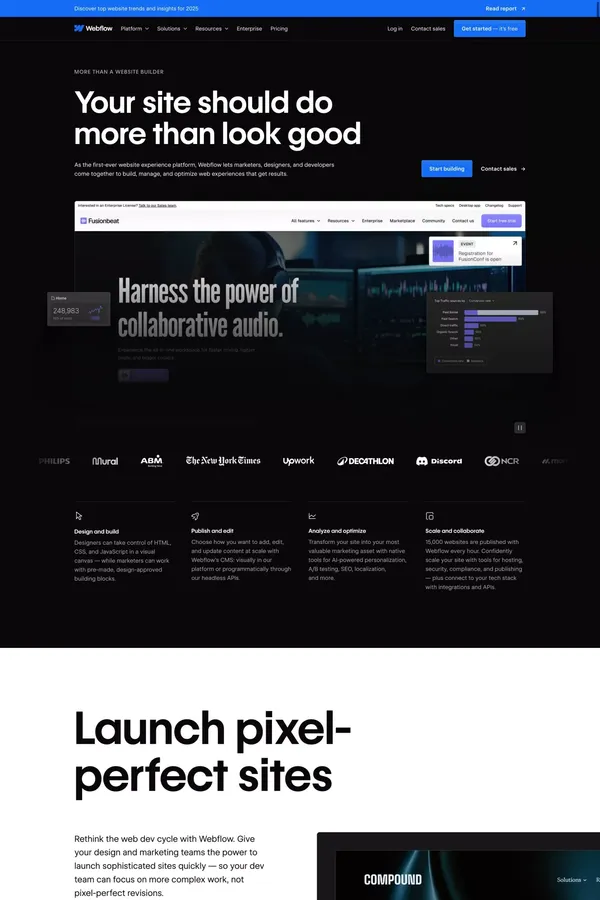 Webflow: Create a custom website | Visual website builder - Landing design inspiration