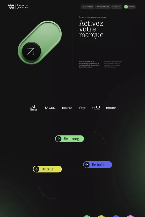 Treize grammes - Agence de Branding - Landing design inspiration