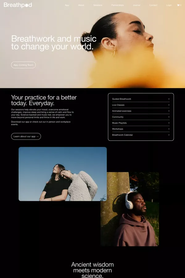 Breathpod - Landing design inspiration