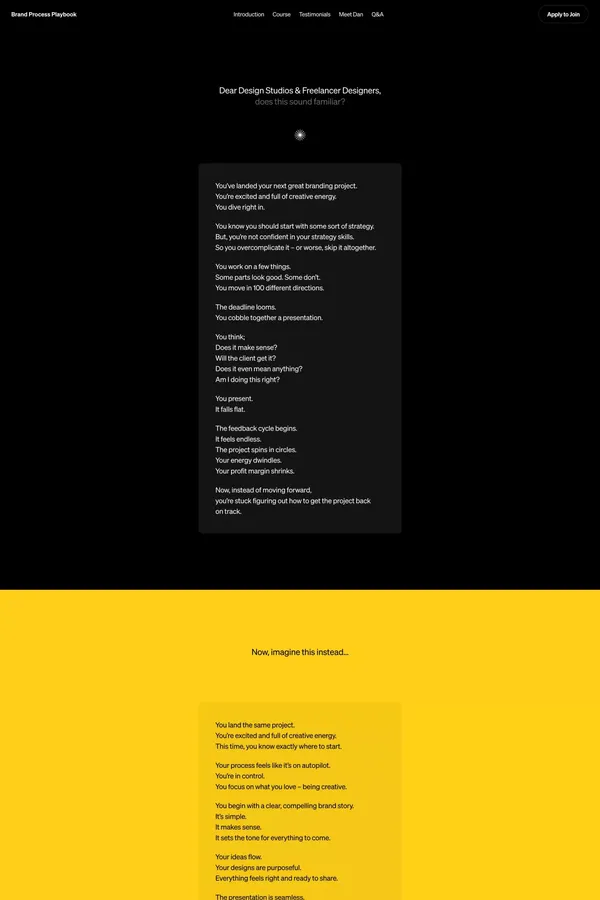 Brand Process Playbook by For Good Design Lab - Landing design inspiration