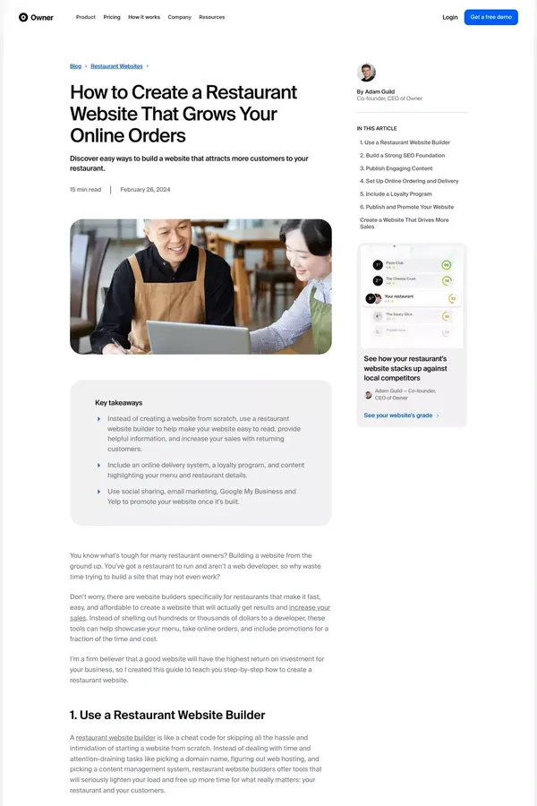 How to Create a Restaurant Website That Grows Your Sales - Blog Post design inspiration