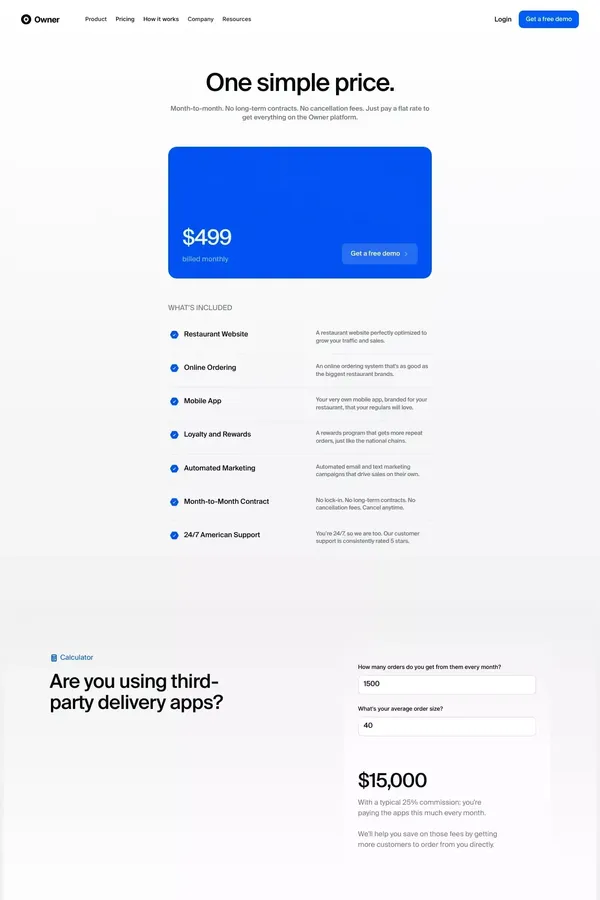 Pricing | Owner.com - Pricing design inspiration
