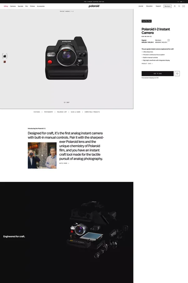Polaroid I-2 Instant Camera | Polaroid EU - Product page design inspiration