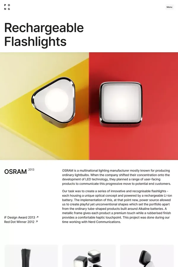 Osram - Rechargeable Flashlights | PONG - Case Study design inspiration