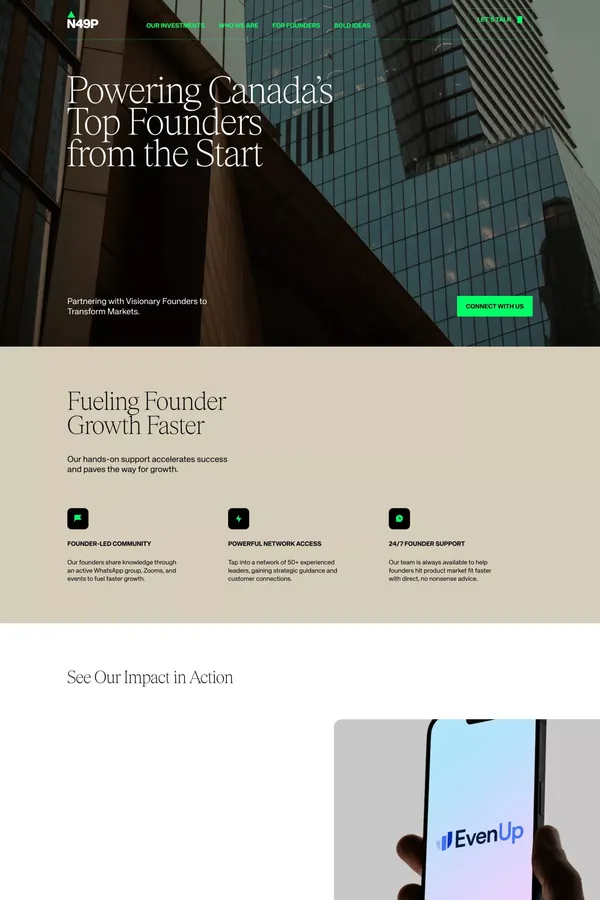 Powering Canada’s Top Founders | N49P Venture Capital - Landing design inspiration