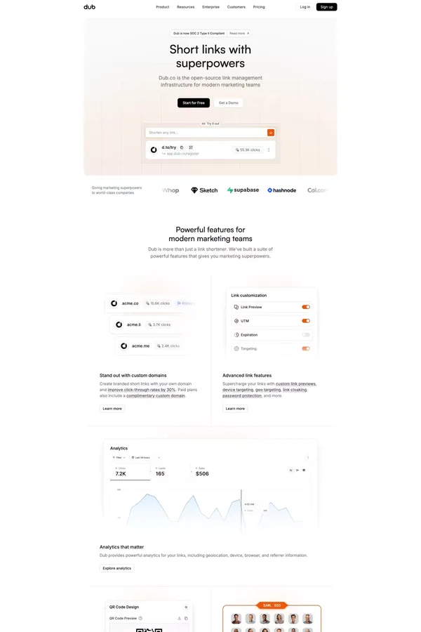 Dub.co - Link Management for Modern Marketing Teams - Landing design inspiration