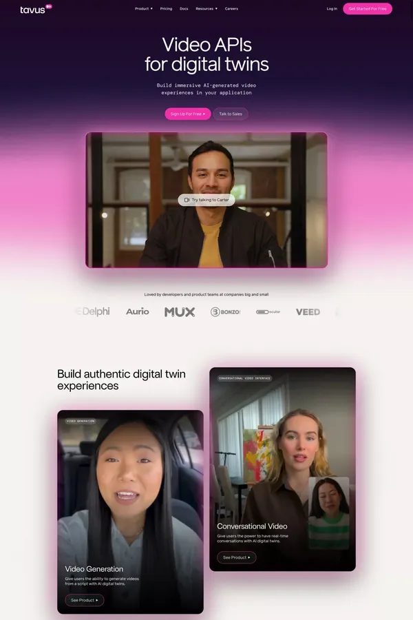Digital Twin APIs - Landing design inspiration