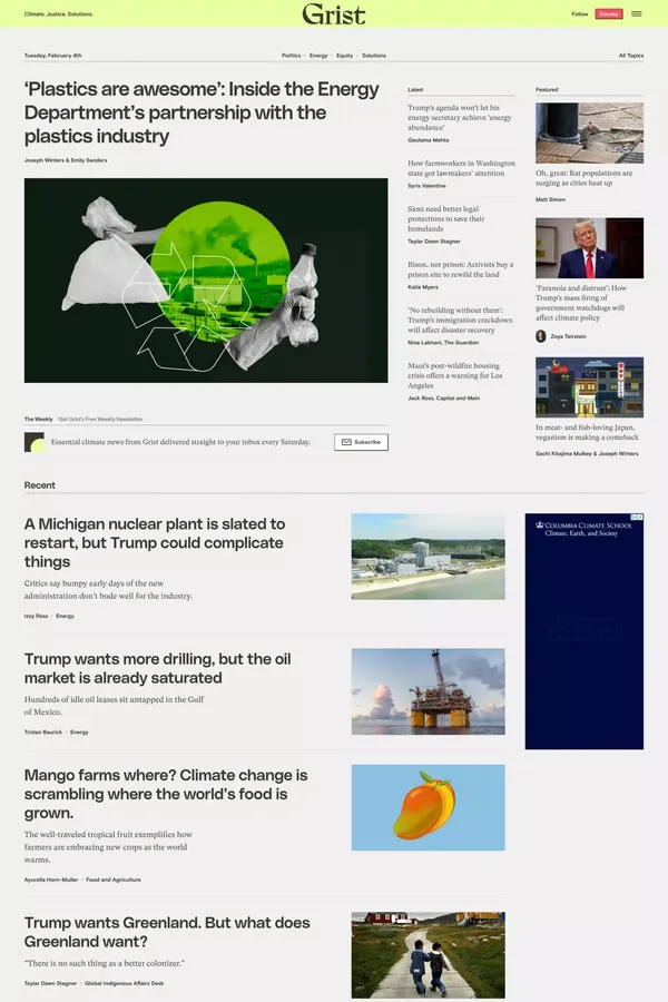 Grist.org: Climate. Justice. Solutions. | Grist - Blog design inspiration