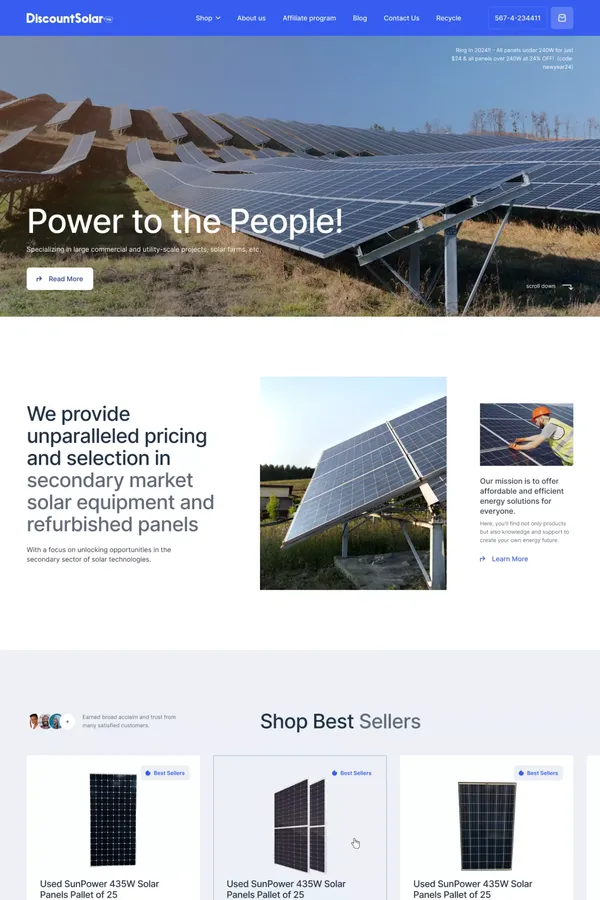 DiscountSolar.us - Ecommerce design inspiration
