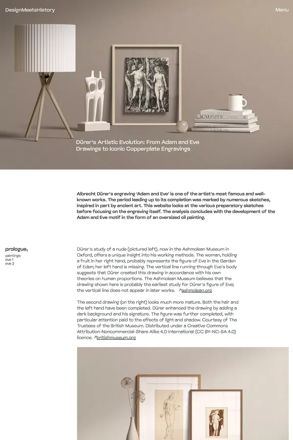 DesignMeetsHistory | Dürer's Adam and Eve - Landing design inspiration