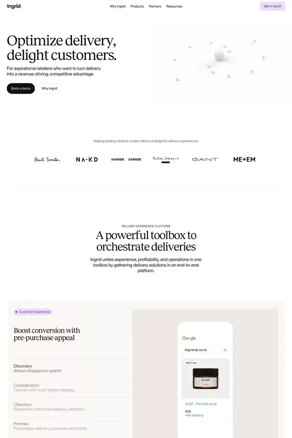 Ingrid – Optimize delivery. Delight customers. - Landing design inspiration