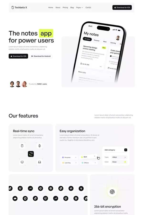 Techbeta X - Webflow Ecommerce website template - Template design inspiration