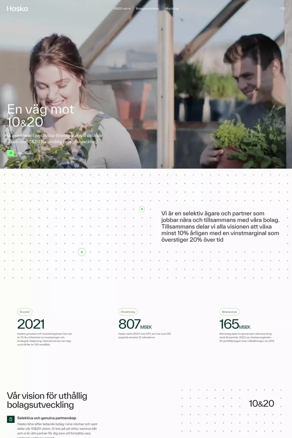 Hasko - En väg mot 10&20 - Landing design inspiration