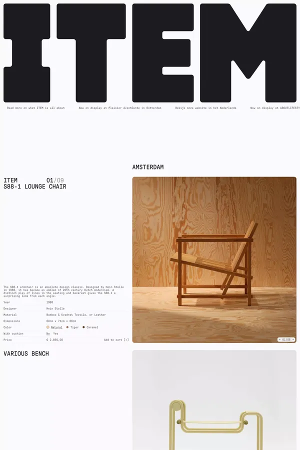 ITEM Amsterdam - Ecommerce design inspiration