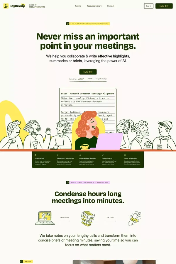 Say Briefly - Landing design inspiration