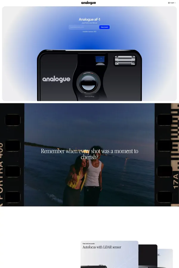 Analogue aF-1 | Just point and shoot. - Landing design inspiration