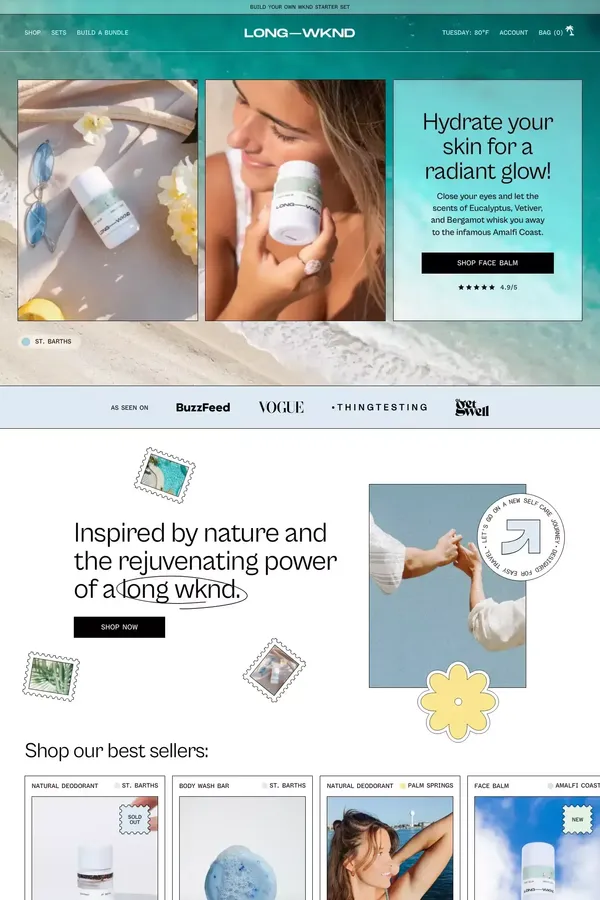 Body care designed to travel with– Long Wknd - Ecommerce design inspiration
