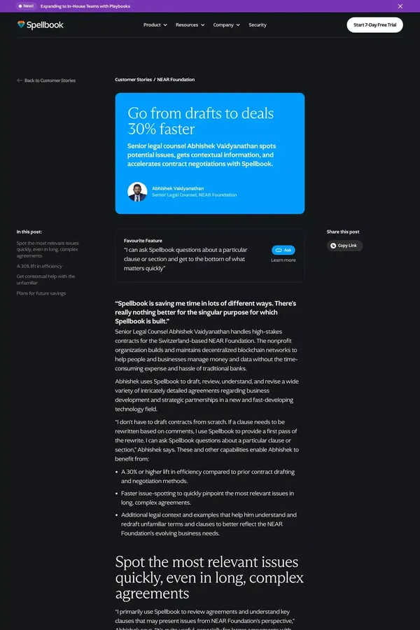Go from drafts to deals 30% faster | Spellbook Customer Stories - Case Study design inspiration