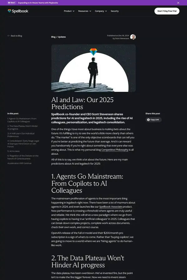 AI and Law: Our 2025 Predictions  - Spellbook - Blog Post design inspiration