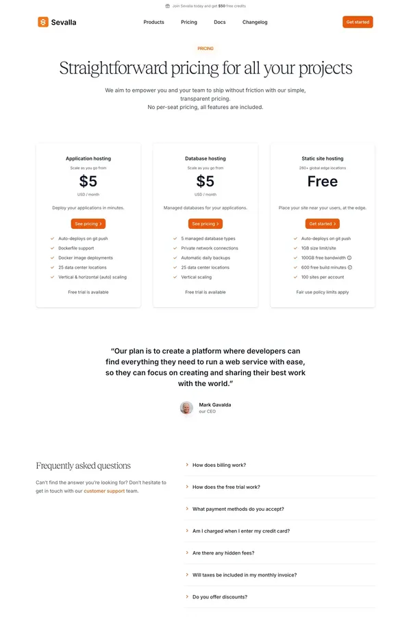 Pricing - Sevalla - Pricing design inspiration