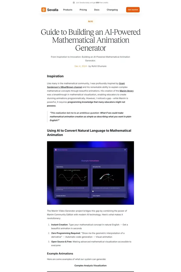 Guide to Building an AI-Powered Mathematical Animation Generator - Blog design inspiration