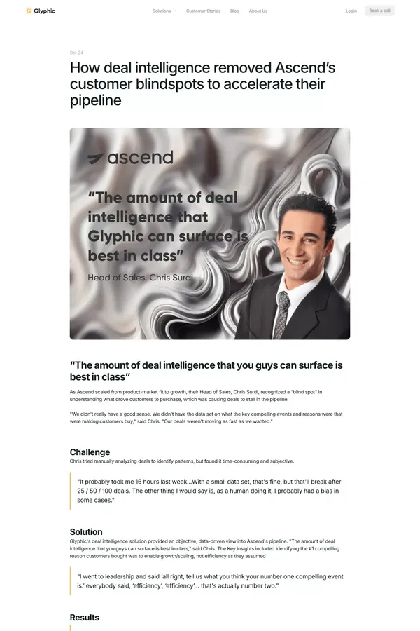 How deal intelligence removed Ascend’s customer blindspots to accelerate their pipeline - Blog Post design inspiration