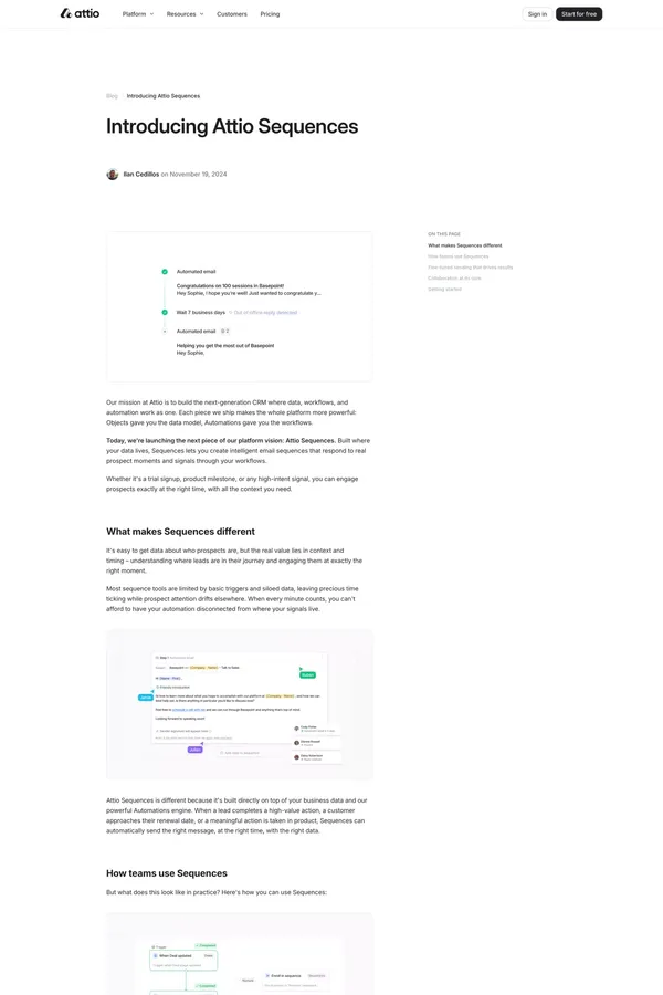 Introducing Attio Sequences | Attio - Blog Post design inspiration