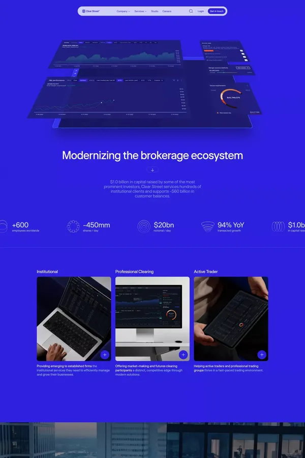 Clear Street — Modernizing the brokerage ecosystem - Landing design inspiration