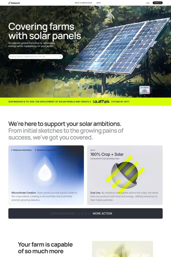 Covering farms with solar panels - Landing design inspiration