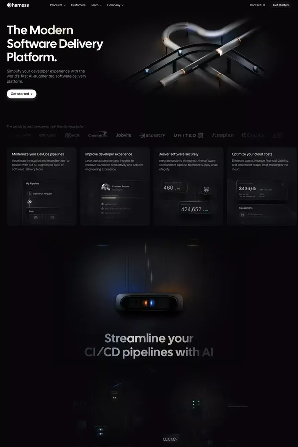 Harness | The Modern Software Delivery Platform - CI, CD, Feature Flags, Cloud Costs & more - website design inspiration
