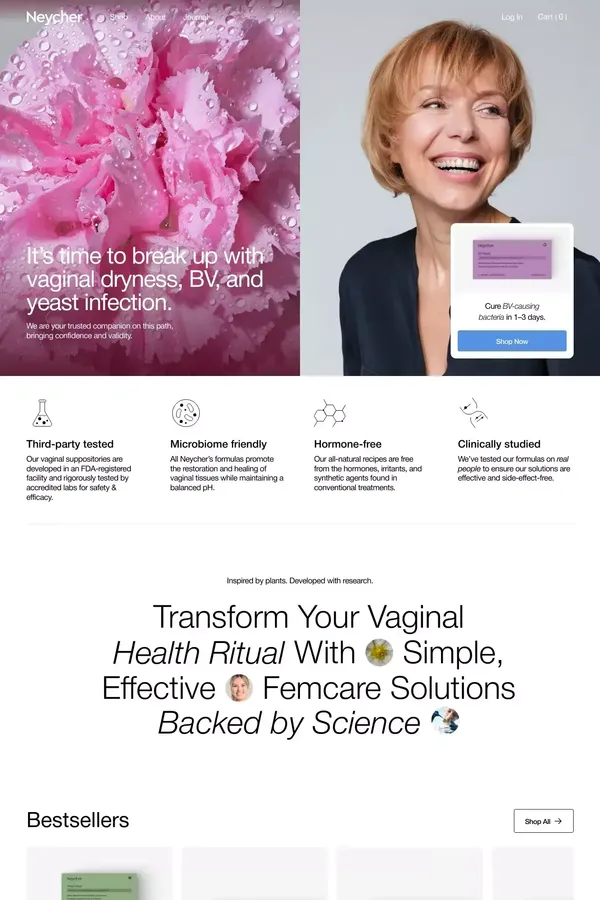 Neycher | Natural Vaginal Health Solutions - Ecommerce design inspiration