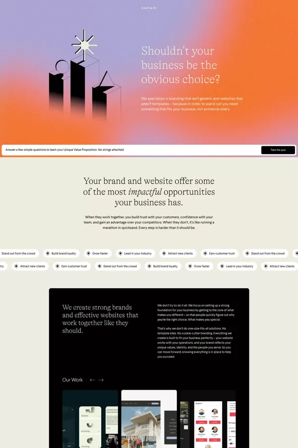 Branding & Websites – Capari - Landing design inspiration
