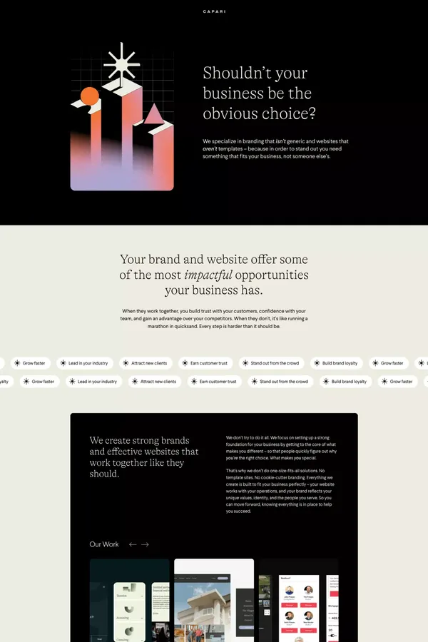 Branding & Websites – Capari - Landing design inspiration