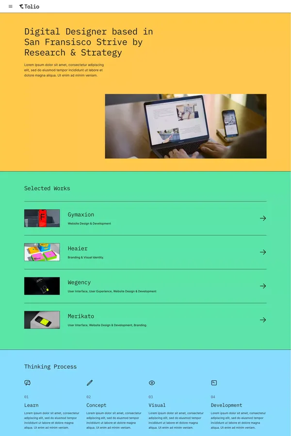 Tolio - Webflow HTML website template - Template design inspiration