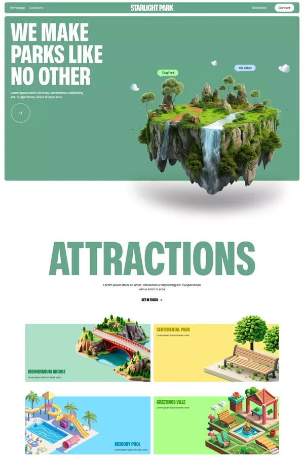Starlight Park Website Page Template for Webflow - Template design inspiration