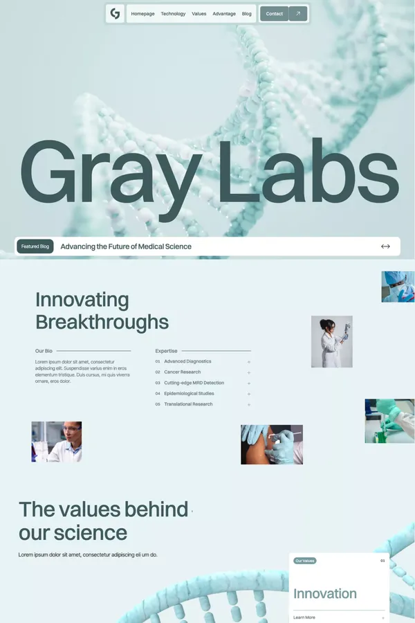 Gray Labs Website Page Template for Webflow - Template design inspiration
