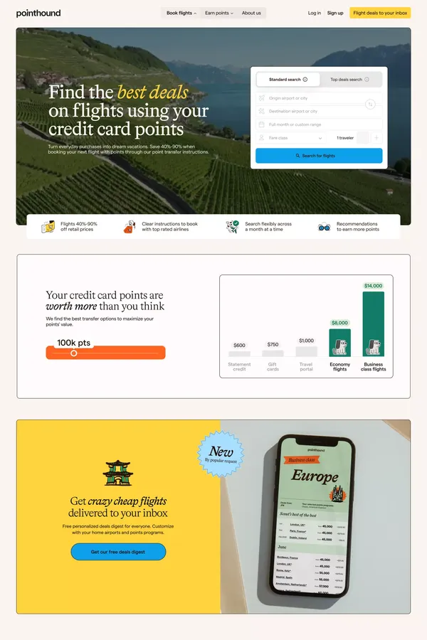 Pointhound - Landing design inspiration