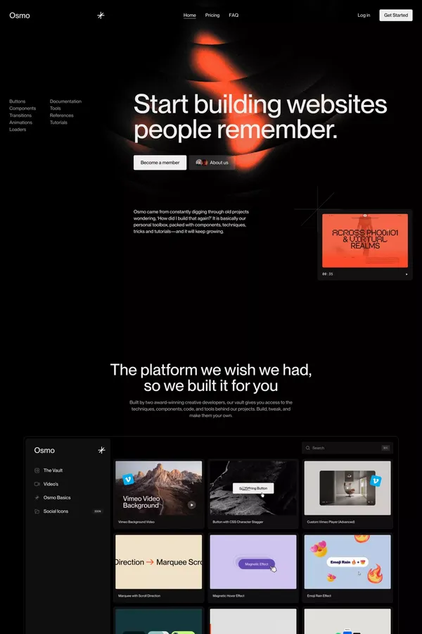 Osmo — Start building websites people remember - Landing design inspiration