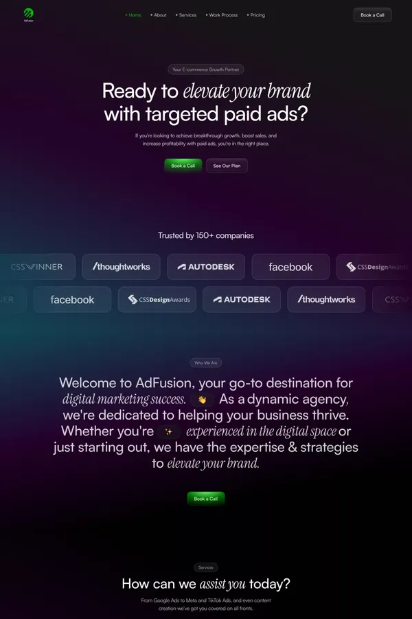AdFusion Website Page Template for Webflow