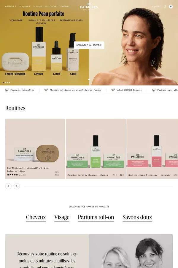 Produits de soin & beauté - Créateur de routines personnalisées– lespanacees.com - Ecommerce design inspiration