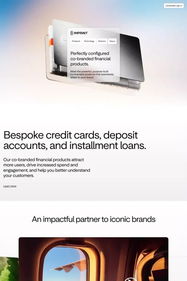 Imprint - Modern co-branded credit cards - Landing design inspiration