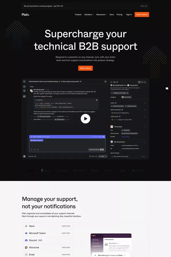 Plain - unify, simplify, and supercharge your techncial support - Pricing design inspiration