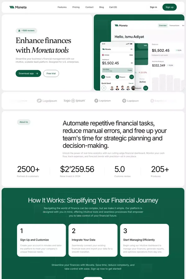 Moneta - Webflow Ecommerce website template