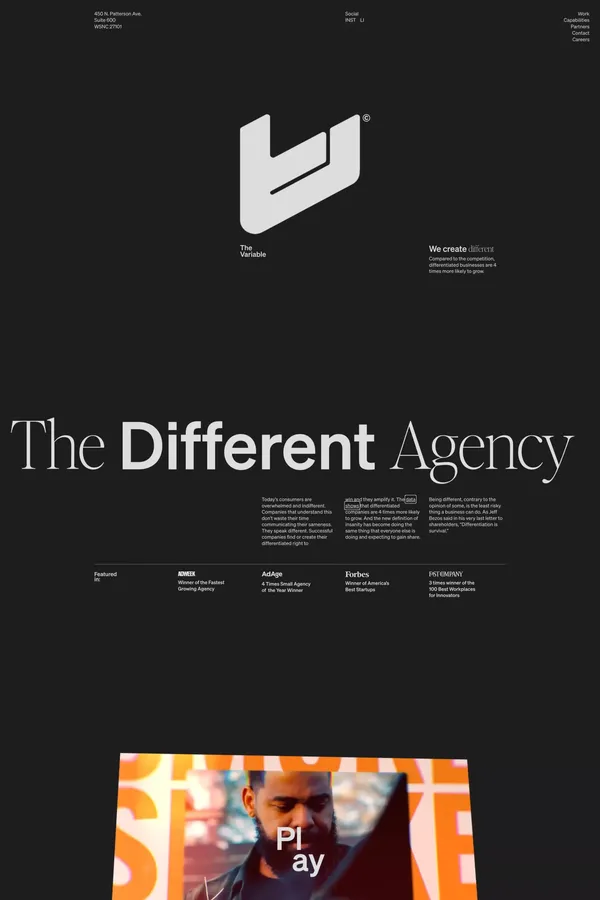 The Variable | The Different Agency - Portfolio design inspiration