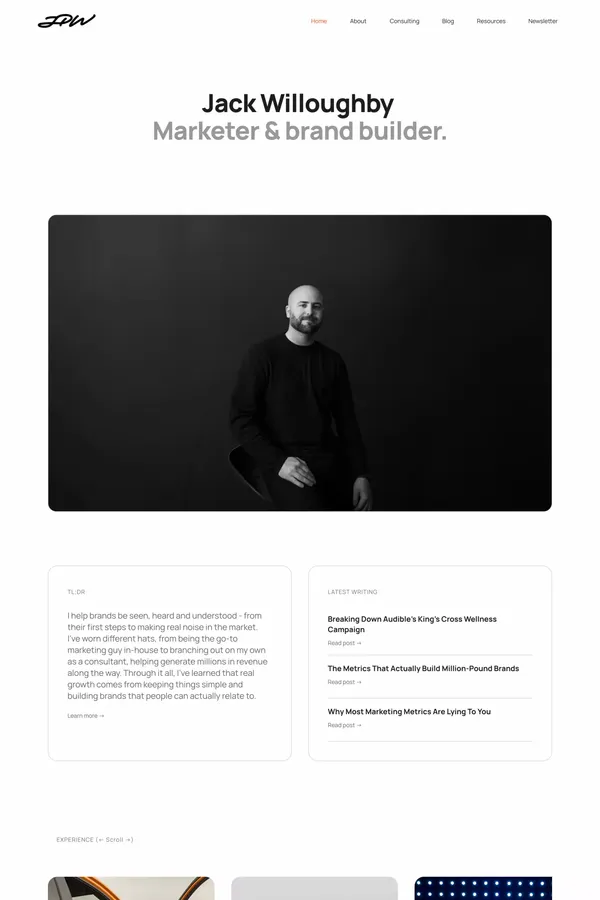 Jack Willoughby | Marketing Strategy & Brand Building - Portfolio design inspiration